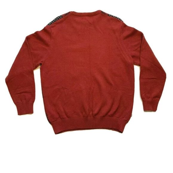NWT Geoffrey Beene Color Block Sweater Pullover Chunky Knit Heather Red Wine L‎ - Picture 2 of 11